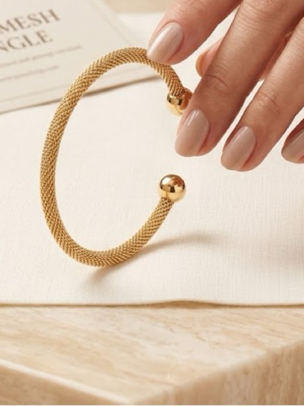 Gold Mesh Open Cuff Bracelet NWT